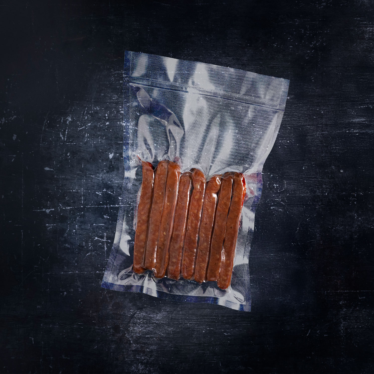 R-Vac-Vakuumbeutel mit vakuumverpackten Landjägern