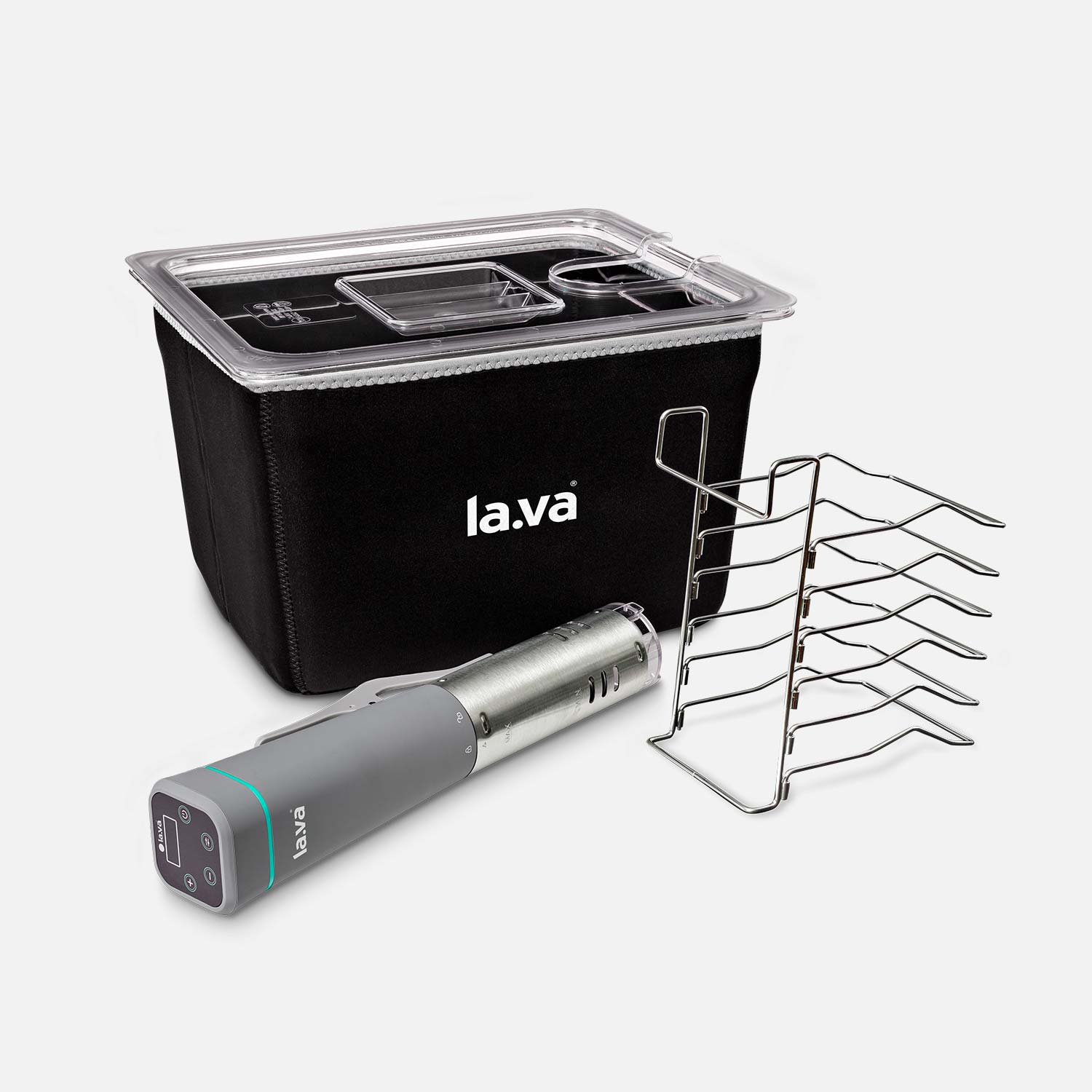 Sous-Vide-Set XXL Sous-Vide-Set XXL, bestehend aus Sous-Vide Stick, 12 Liter Kunststoffbecken mit Deckel, Isolationshülle und Beutelhalter